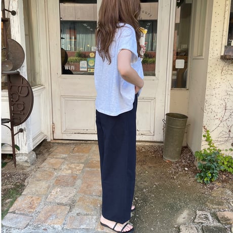 Linen wide pants(Navy)