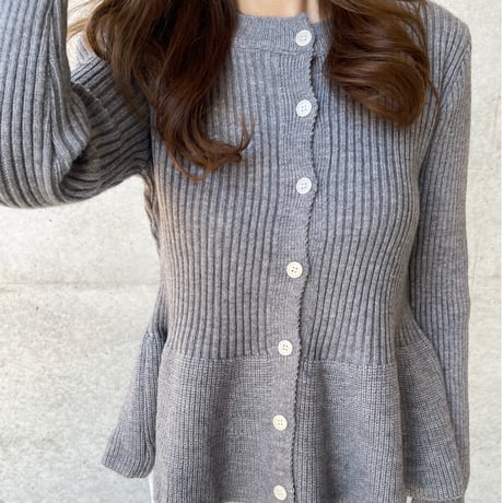 Flare knit cardigan(Gray)