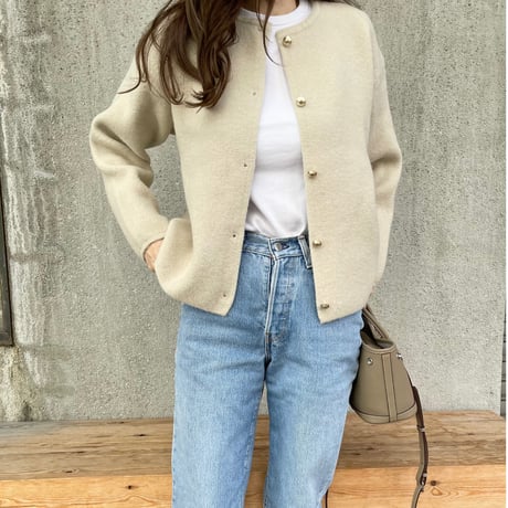 Wool knit cardigan(Ecru)