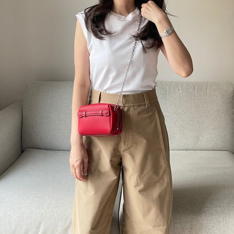 Leather mini pochette(Red)