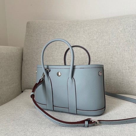 Leather midium tote bag(Blue)