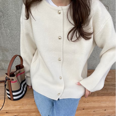 Wool knit cardigan(Ivory)