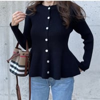 Flare knit cardigan(Black)