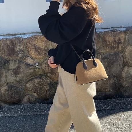 Leather mini suede bag(Beige)
