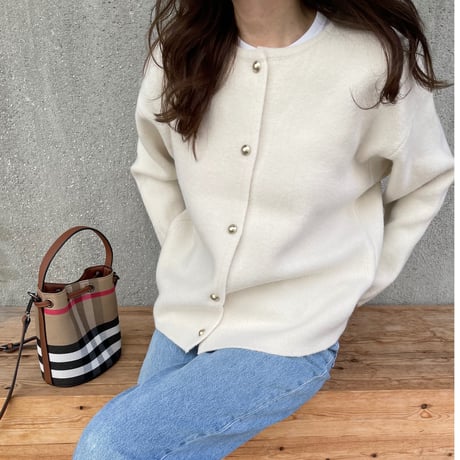 Wool knit cardigan(Ivory)