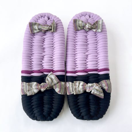 縞柄桜鼻緒のふっくら布ぞうり：L［KM01-2606-V04］