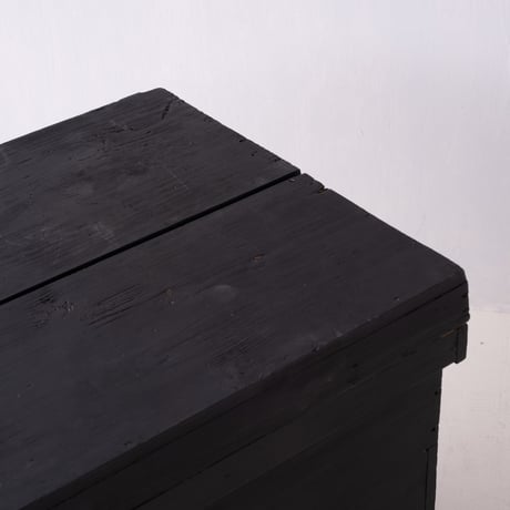 【特大サイズ】真鍮の取手がかっこいいブラックにリペイントした茶箱/st.1359