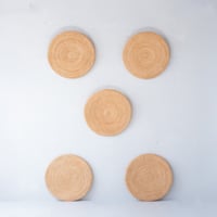 五つの円を並べて囲む 美しい藁編みの円座5枚セット/st.1468
