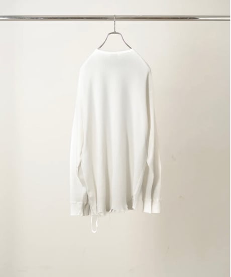 【ANCELLM（アンセルム）】 DAMAGE WAFFLE CREW LS -WHITE