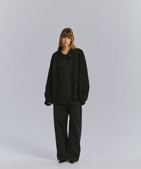 【ANCELLM（アンセルム）】GEEP LEATHER OVER SHIRT -BLACK