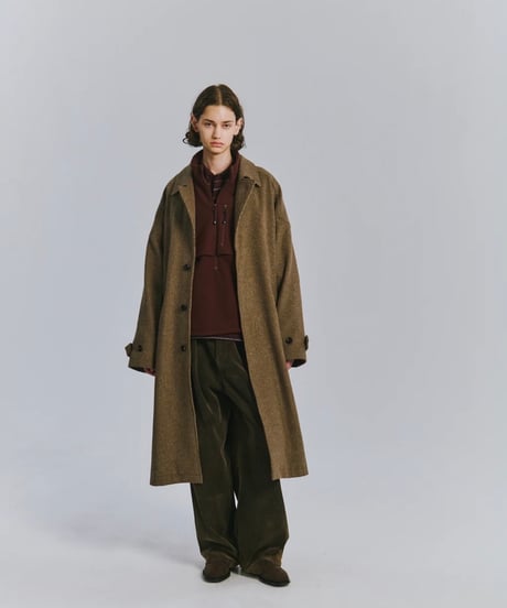 【ANCELLM（アンセルム）】WOOL BLANKET BALMACAAN COAT -D.BROWN