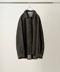 【ANCELLM（アンセルム）】GEEP LEATHER OVER SHIRT -BLACK