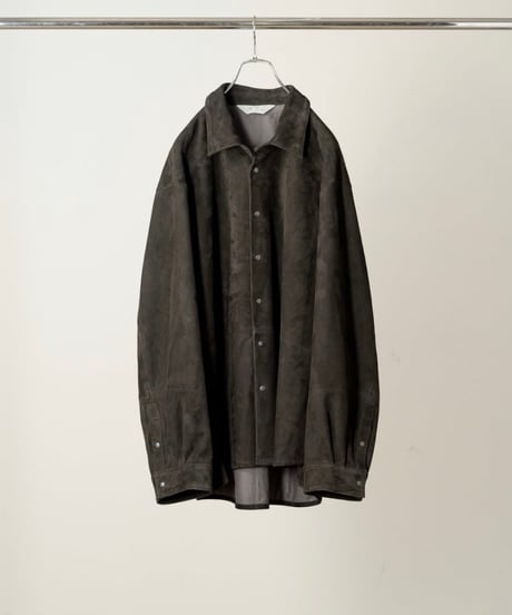 【ANCELLM（アンセルム）】GEEP LEATHER OVER SHIRT -BLACK