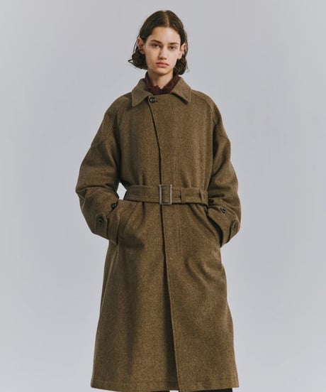 【ANCELLM（アンセルム）】WOOL BLANKET BALMACAAN COAT -D.BROWN
