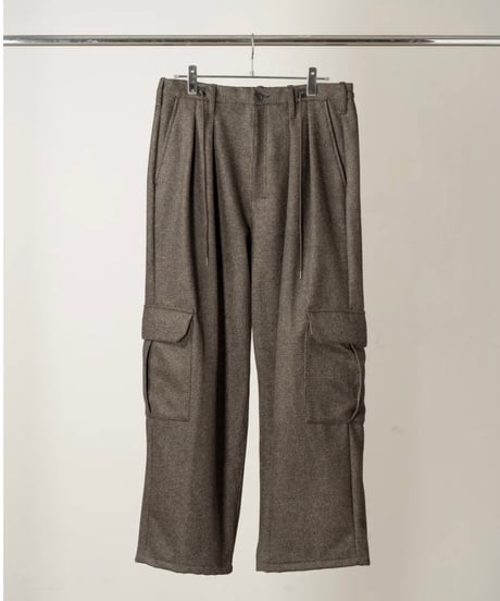 【ANCELLM（アンセルム）】WOOL BLANCKET CARGO PANTS -D.BROWN