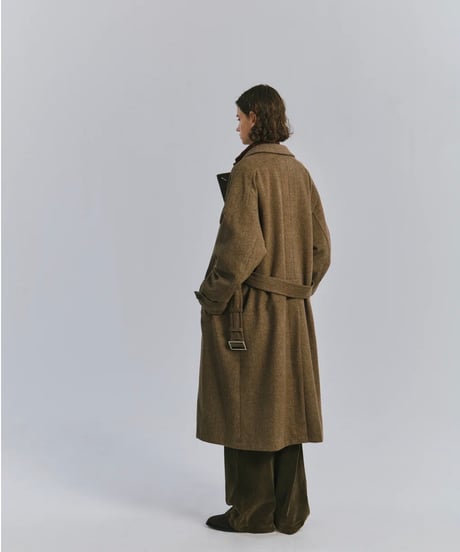 【ANCELLM（アンセルム）】WOOL BLANKET BALMACAAN COAT -D.BROWN