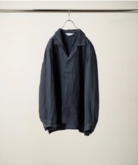 【ANCELLM（アンセルム）】 AGING LINEN CROSS-LINE SHIRT -NAVY