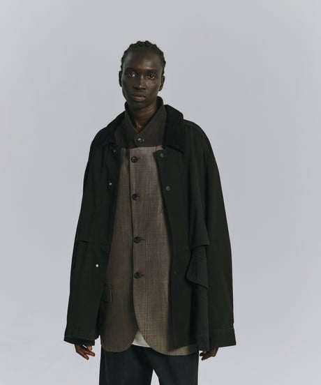 【ANCELLM（アンセルム）】AGING DENIM HALF JACKET -BLACK