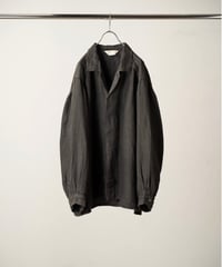 【ANCELLM（アンセルム）】 AGING LINEN CROSS-LINE SHIRT -BLACK
