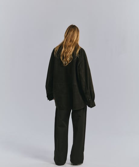 【ANCELLM（アンセルム）】GEEP LEATHER OVER SHIRT -BLACK