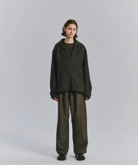 【ANCELLM（アンセルム）】 SKIPPER UV NECK SHIRT -BLACK