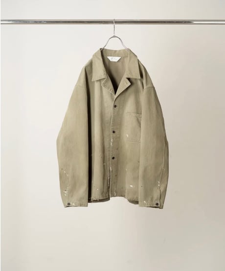 【ANCELLM（アンセルム）】HERRINGBONE WORK SHIRT　-M.GREEN