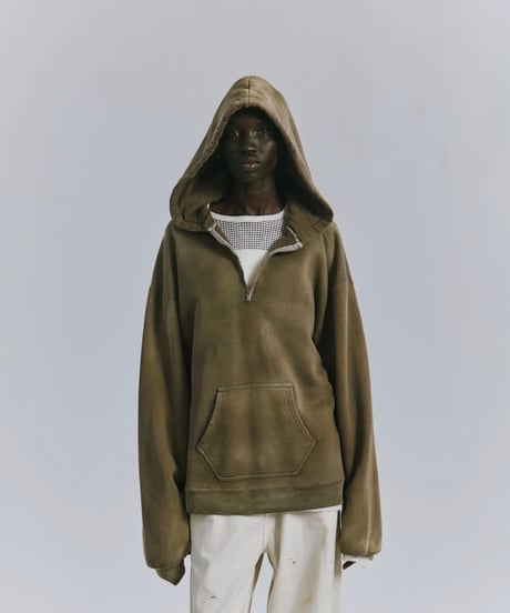 【ANCELLM（アンセルム）】FLEECE-LINED SWEAT HOODIE -MARRON