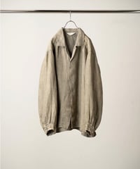 【ANCELLM（アンセルム）】 AGING LINEN CROSS-LINE SHIRT -KHAKI BEIGE