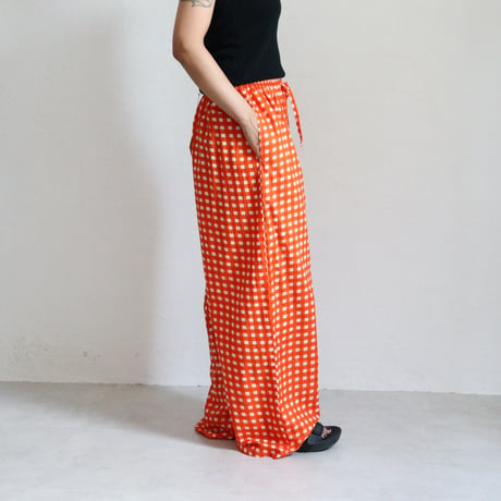 GINGHAM CHECK INDIAN COTTON EASY PANTS