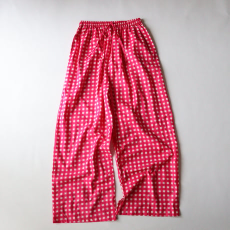 GINGHAM CHECK INDIAN COTTON EASY PANTS