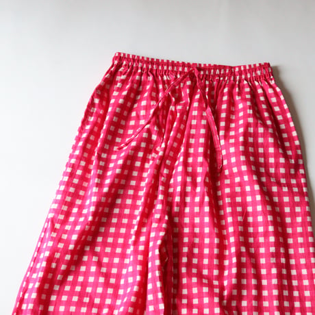 GINGHAM CHECK INDIAN COTTON EASY PANTS