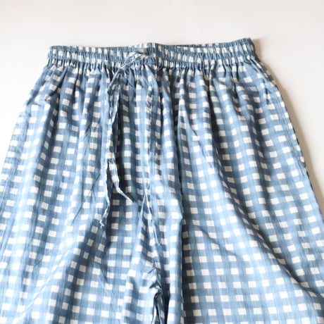 GINGHAM CHECK INDIAN COTTON EASY PANTS
