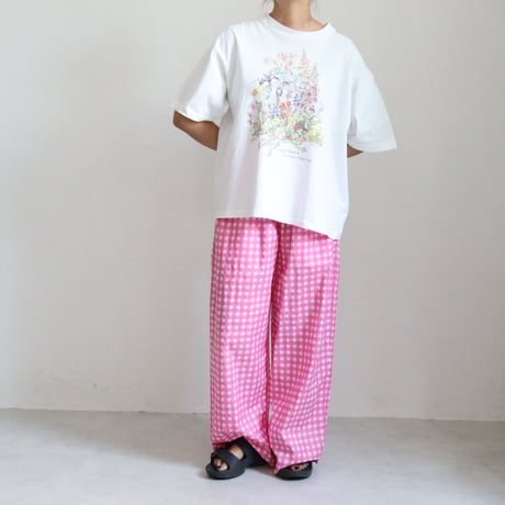 GINGHAM CHECK INDIAN COTTON EASY PANTS