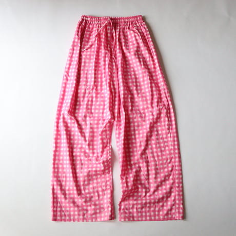 GINGHAM CHECK INDIAN COTTON EASY PANTS