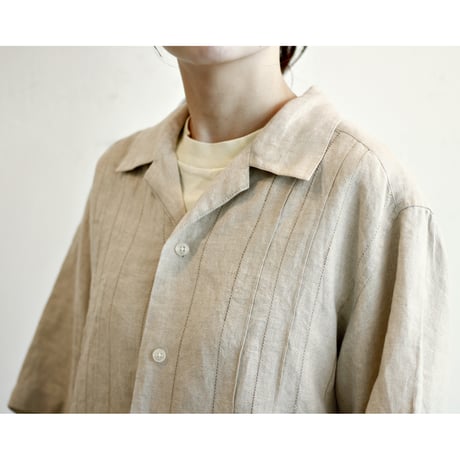Opencollar Pintuck Linen Shirt