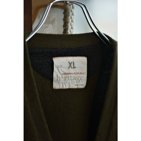 2000s “Banana Republic” Leather Elbow Patch Zipup Knit Cardigan