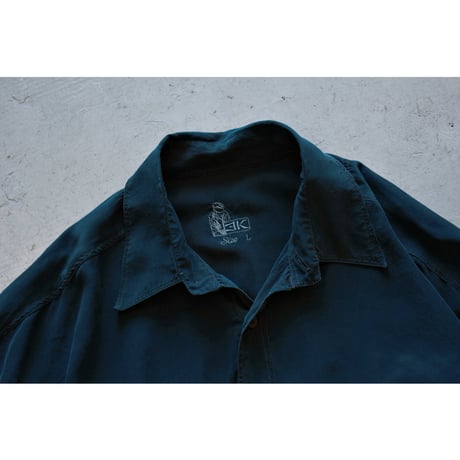 Vintage Double Pockets Solid Silk Shirt