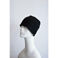 Rib Design Black Beanie / Made in Italy
