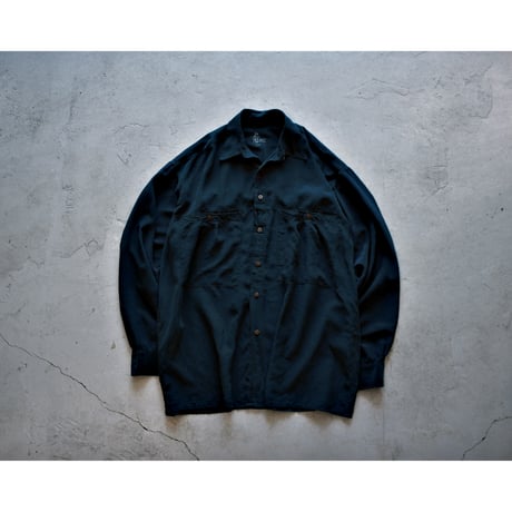 Vintage Double Pockets Solid Silk Shirt