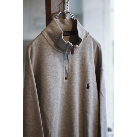 “Polo Ralph Lauren” Embroidered Halfzip Sweatshirt / Light Gray