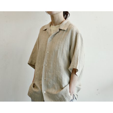 Opencollar Pintuck Linen Shirt