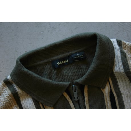 1990s〜2000s “GACHU” 3D Knit Halfzip Acrylic Sweater