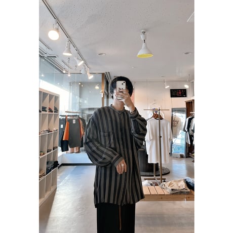 1990s〜 Stripe Bandocollar Rayon Shirt
