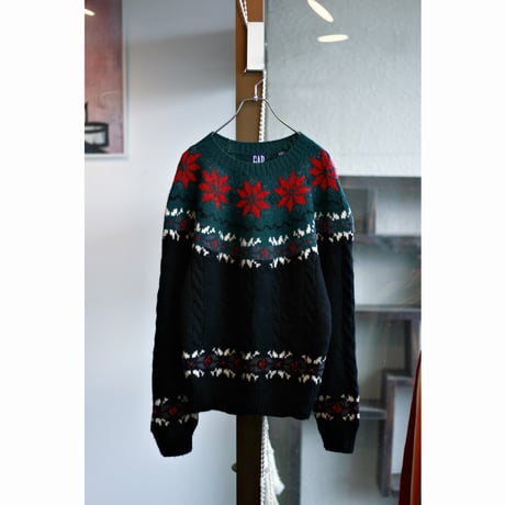 1990s Old “GAP” Hand Knit Nordic Cable Sweater