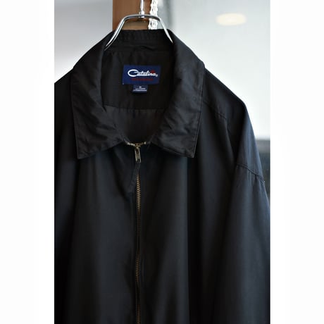 1990s “Catalina” Black Smooth Poly Zipup Blouson