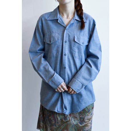 1970s Vintage “Seafarer” Embroidery Chambray Shirt