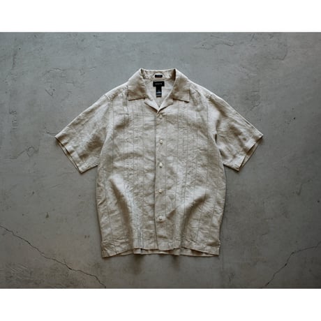 Opencollar Pintuck Linen Shirt