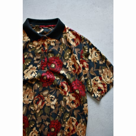 Vintage Floral Print Polo Shirt