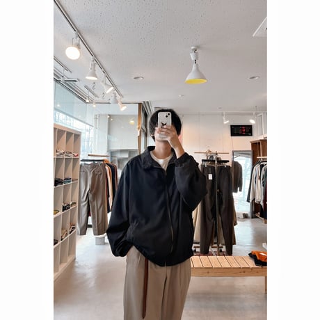 1990s “Catalina” Black Smooth Poly Zipup Blouson