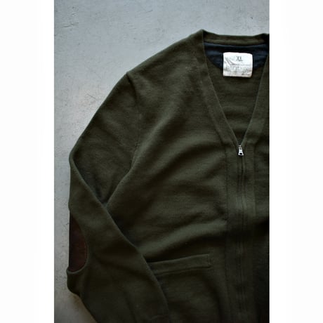 2000s “Banana Republic” Leather Elbow Patch Zipup Knit Cardigan